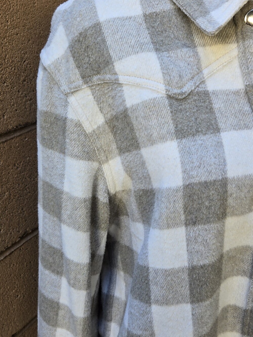 Rails Tripp Ivory Rain Plaid Button-Up Shacket - Beige & White - Picture 3 of 10